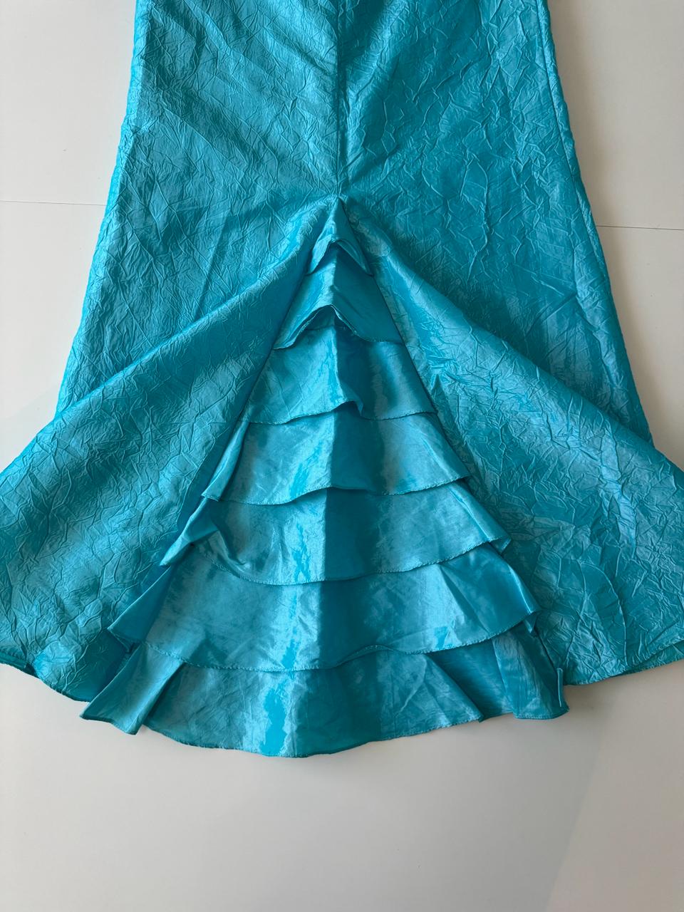 Falda corrugada aqua, Talla 9, Mujer