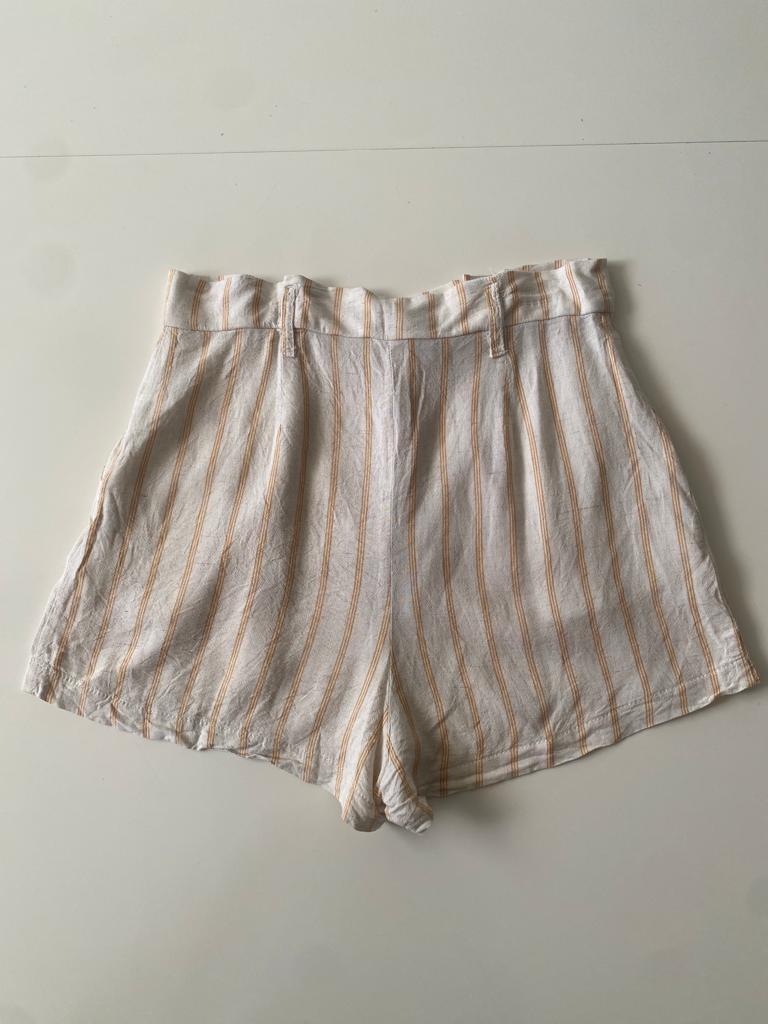 Shorts de rayas beige, Talla S, Mujer