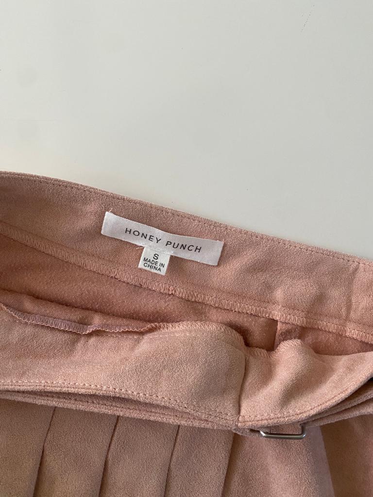 Falda de suede rosa, Talla S, Mujer