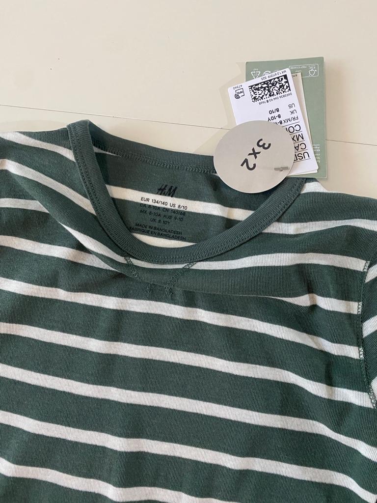 Playera rayas manga larga, Talla 8-10 años, Niño