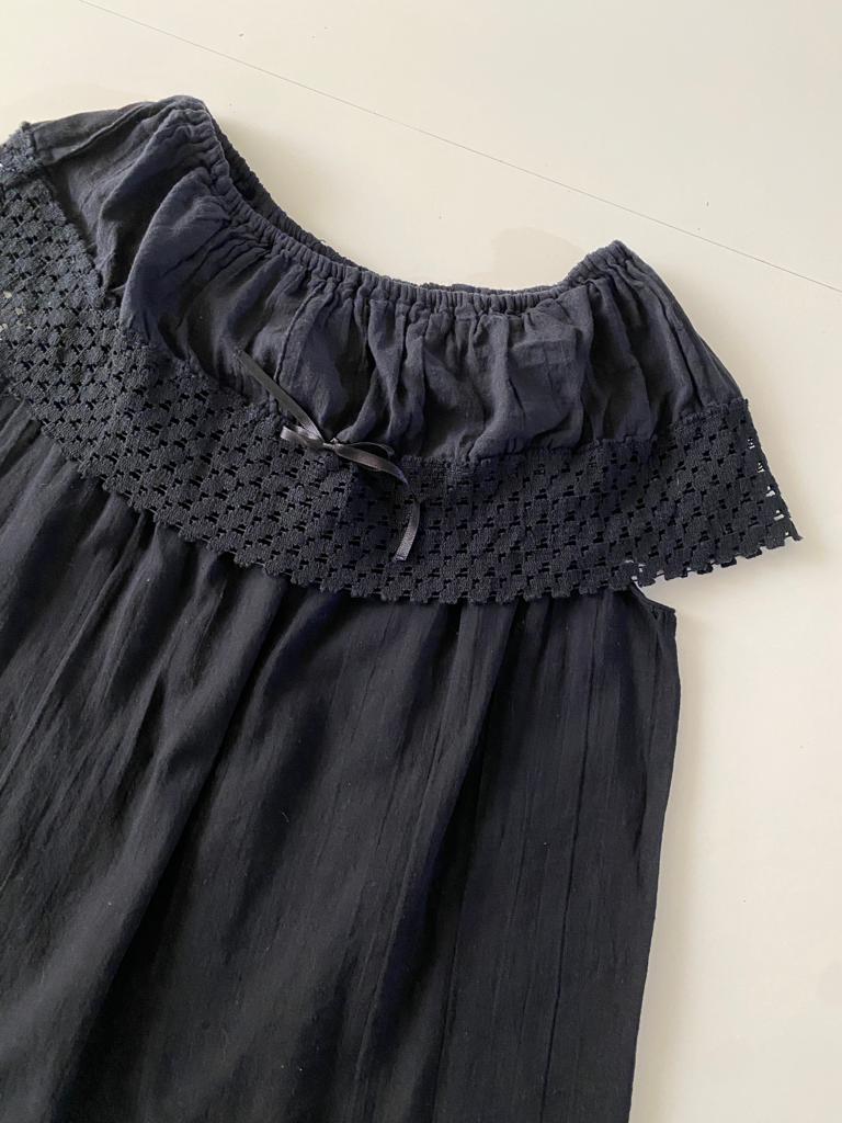 Blusa mexicana negra, Talla S-M, Mujer