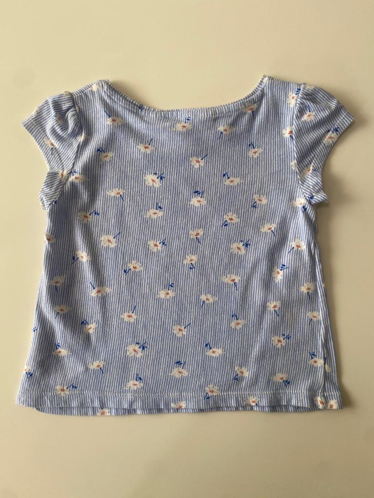 Playera de rayas y flores, Talla 2-4 años, Niña