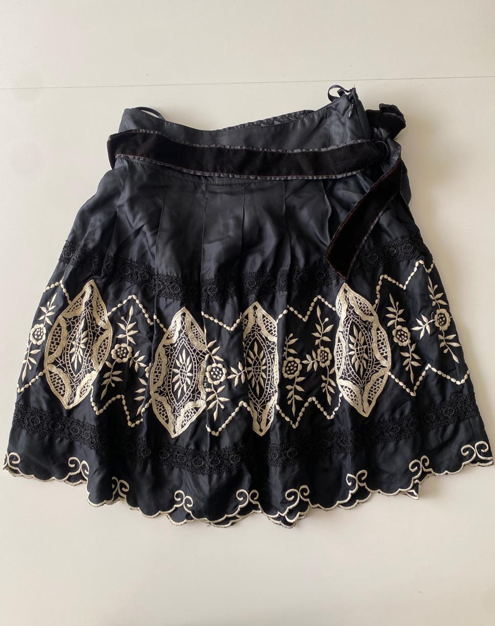 Falda bordada, Talla 4, S, Mujer