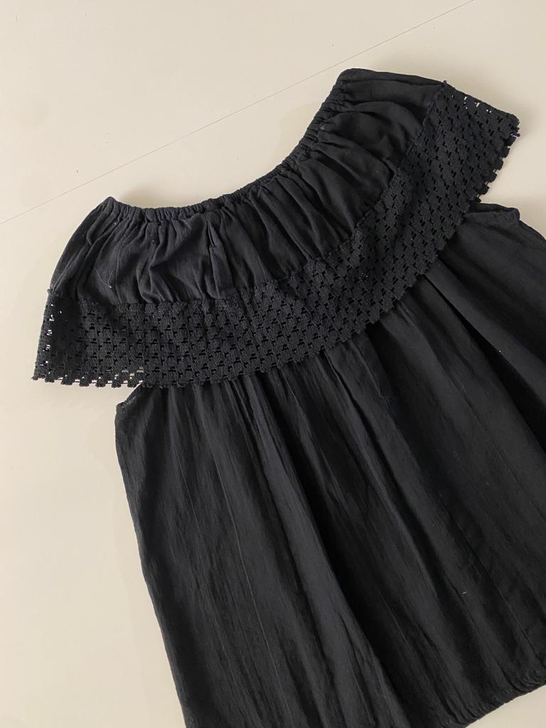 Blusa mexicana negra, Talla S-M, Mujer