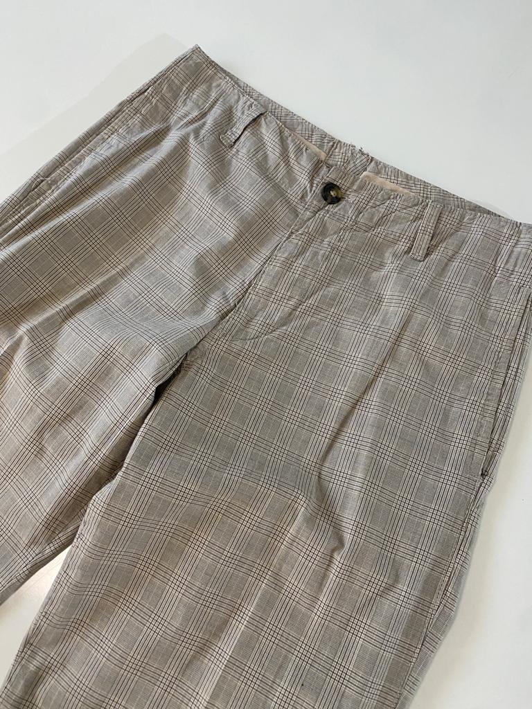 Pantalones de cuadros beige, Talla 30, Hombre