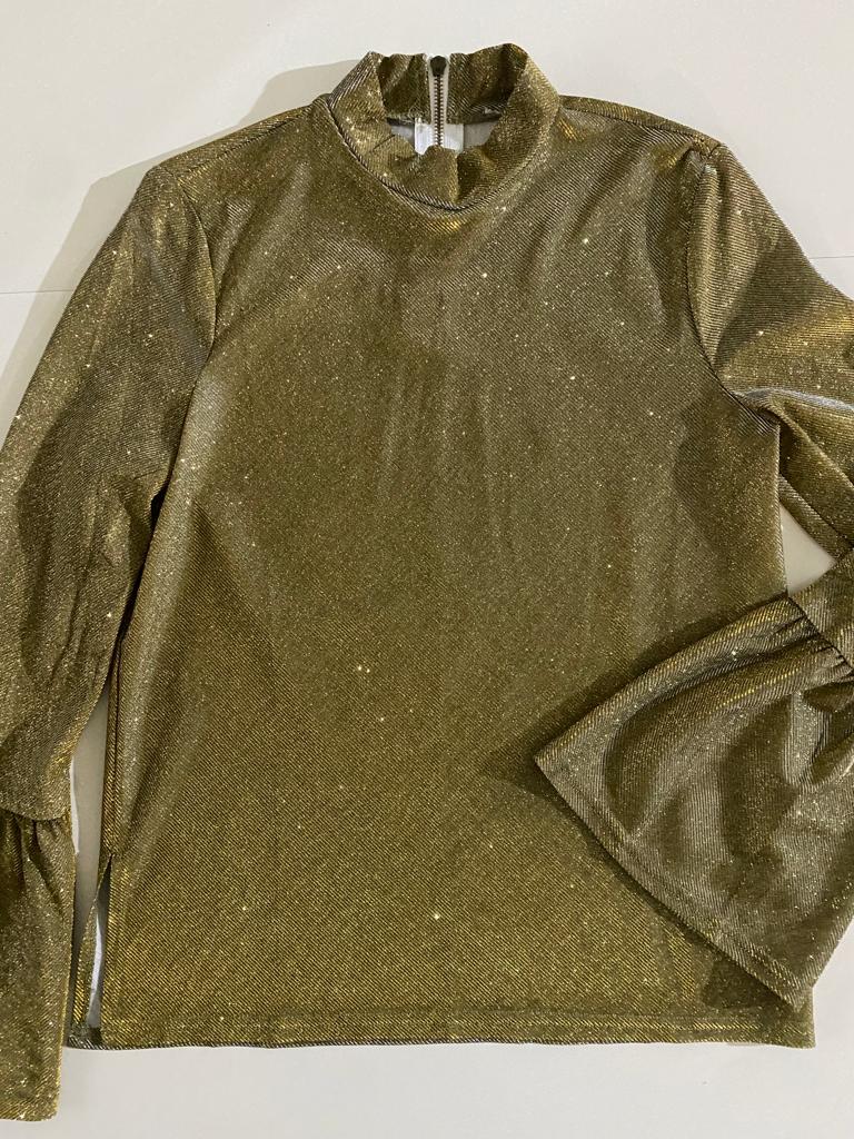 Blusa metalica dorada, Talla S/M, Mujer