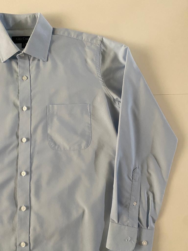 Camisa de vestir celeste, Talla 16 cuello, manga 2-3, Hombre