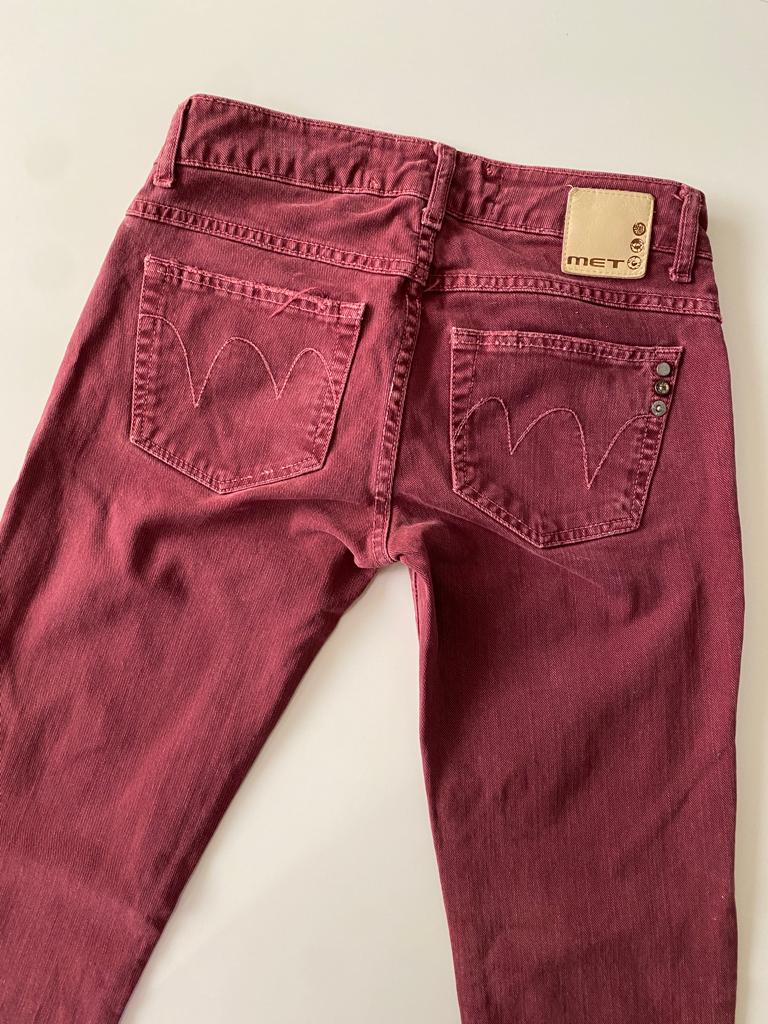 Jeans tiro bajo guindos, Talla 27, Mujer