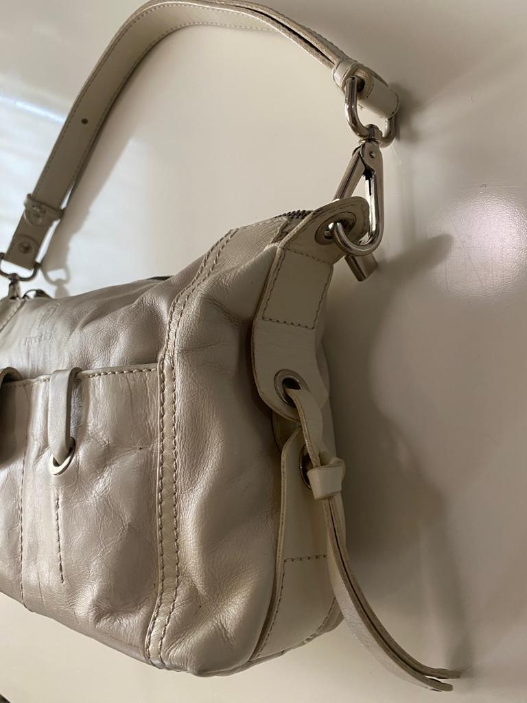 Bolsa beige de piel, Mujer