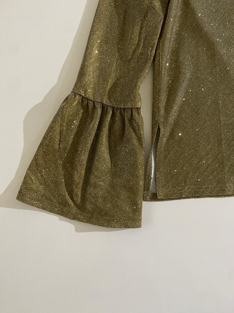 Blusa metalica dorada, Talla S/M, Mujer