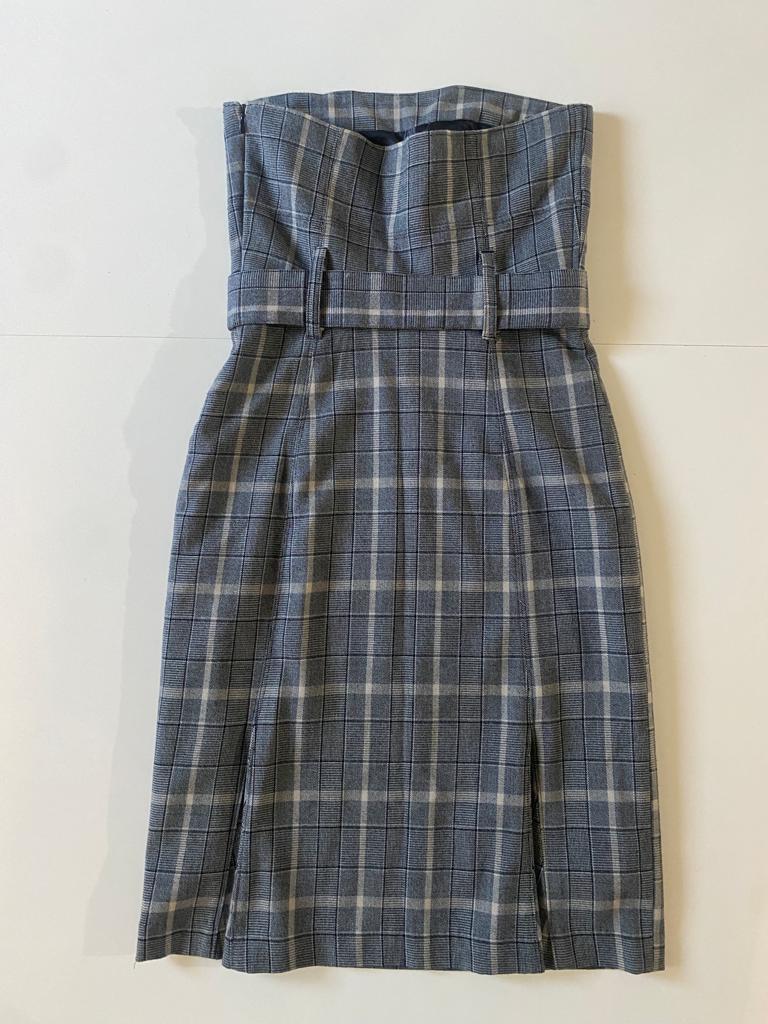 Vestido strapless de cuadros, Talla XS, Mujer