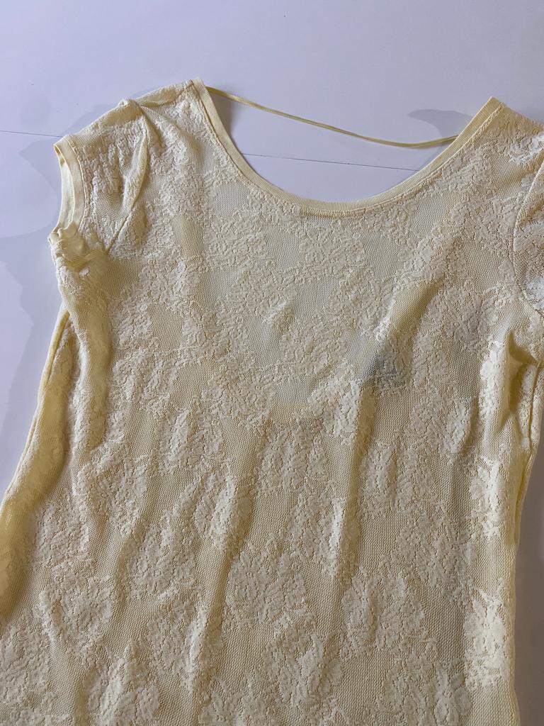 Playera de encaje amarillo, Talla M, Mujer