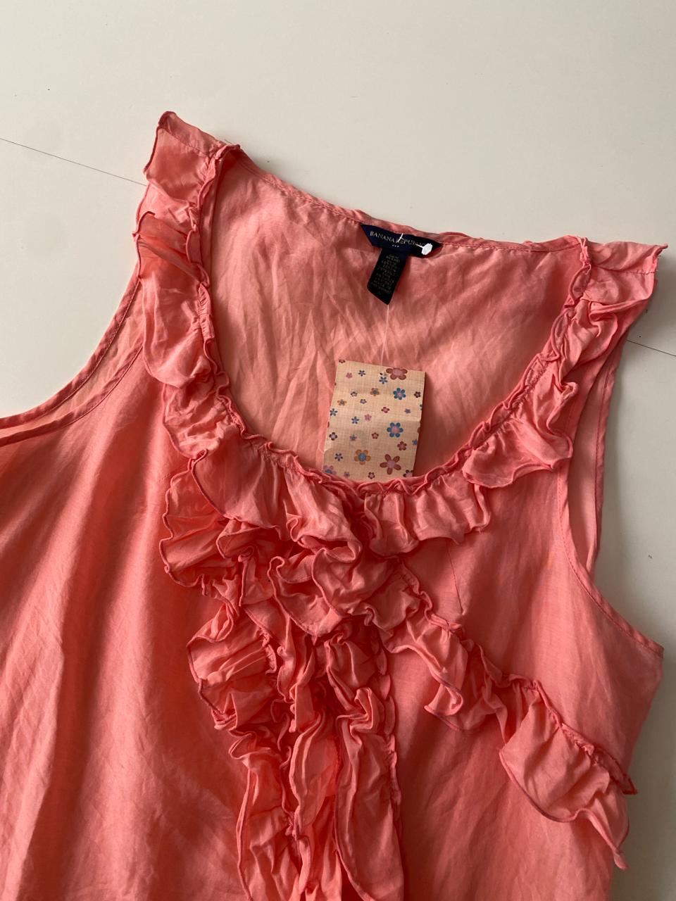 Blusa con escarolas, Talla S, Mujer