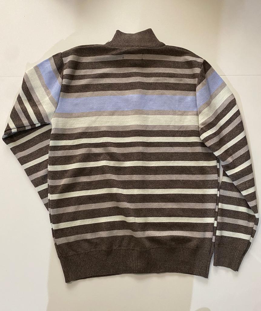 Cardigan de rayas, cierre al frente, Talla EEG, Hombre