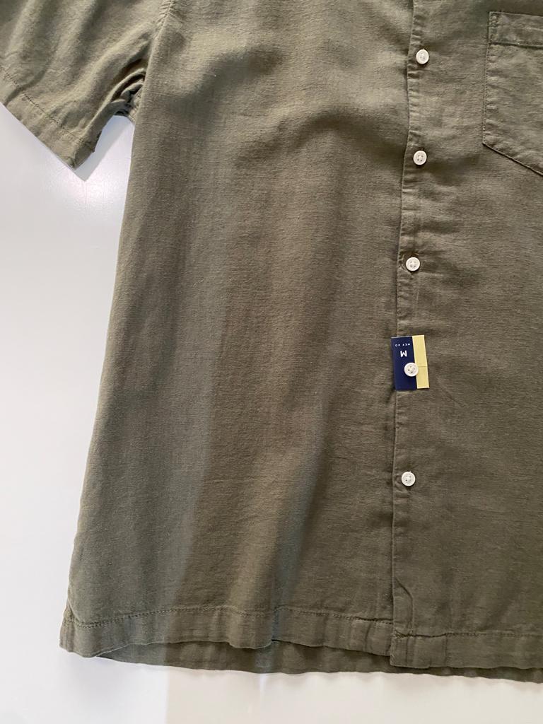 Camisa de lino verde, Talla M, Hombre