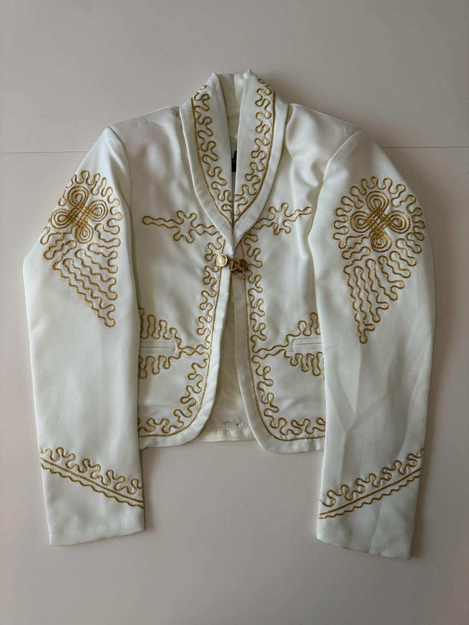 Traje 3 piezas charro beige, Talla M, Mujer