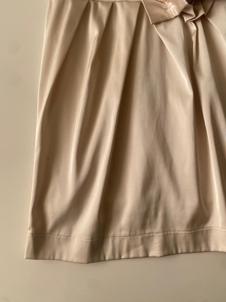 Vestido strapless de cocktail beige, Talla S, Mujer