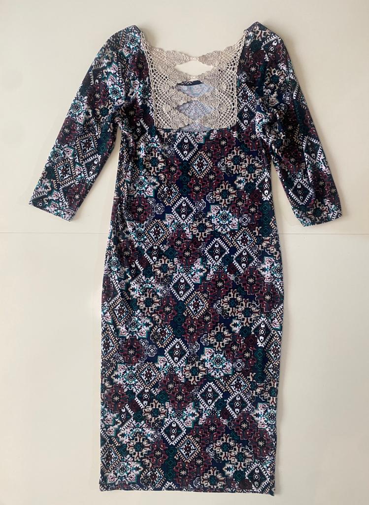 Vestido estampado tribal, Talla L, Mujer