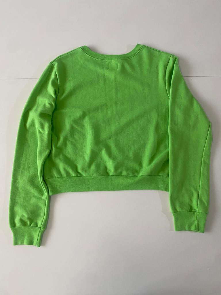 Sweater liso verde limon, Talla M, Mujer