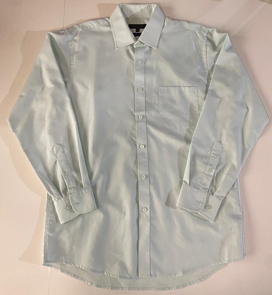 Camisa de vestir verde menta, Talla 16 cuello, 2-3 manga, Hombre
