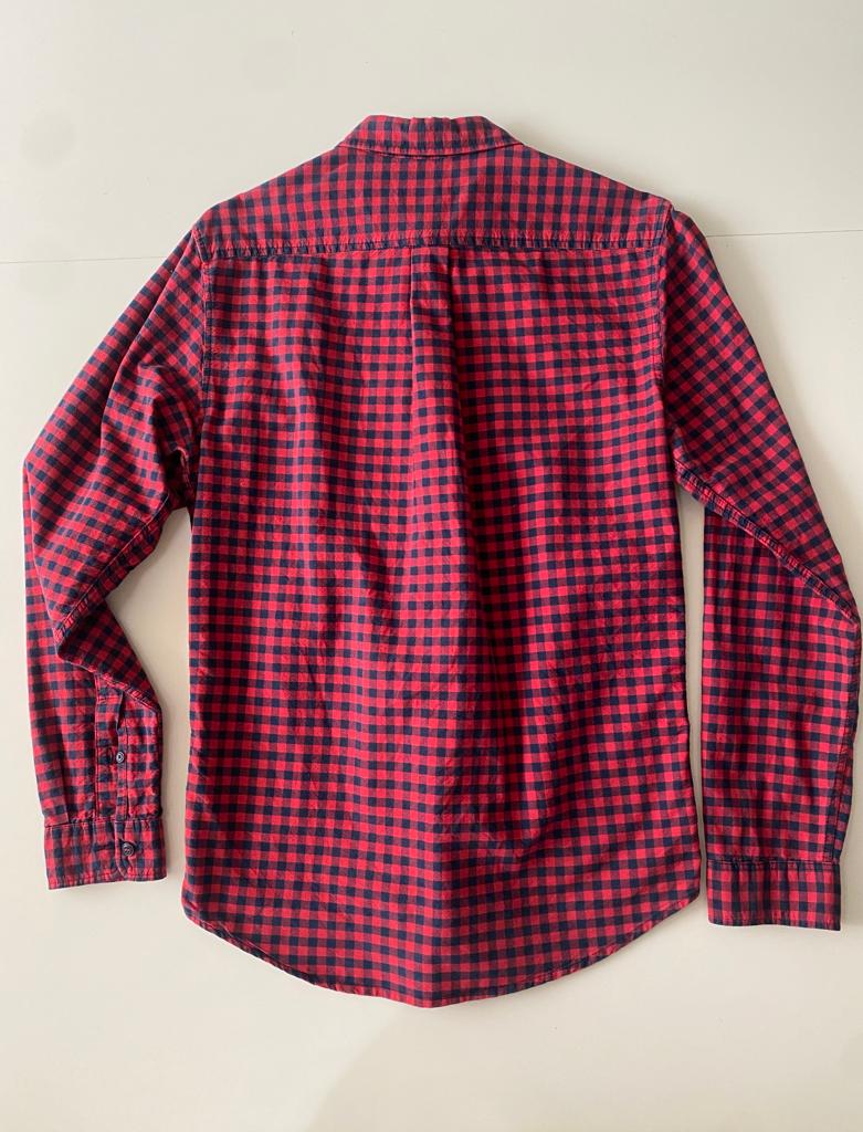 Camisa de cuadros roja, Talla S, Hombre