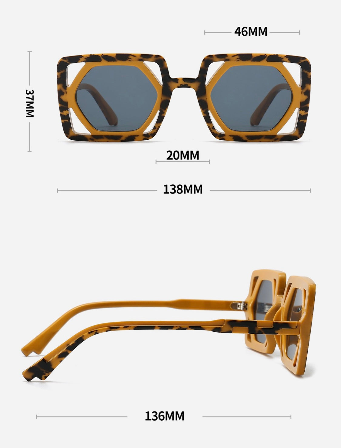 Gafas marco amarillo animal print, NWT