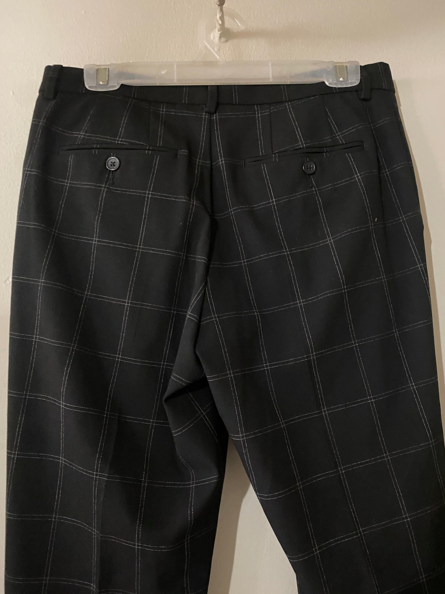 Pantalones negros estampado a cuadros, Talla 30