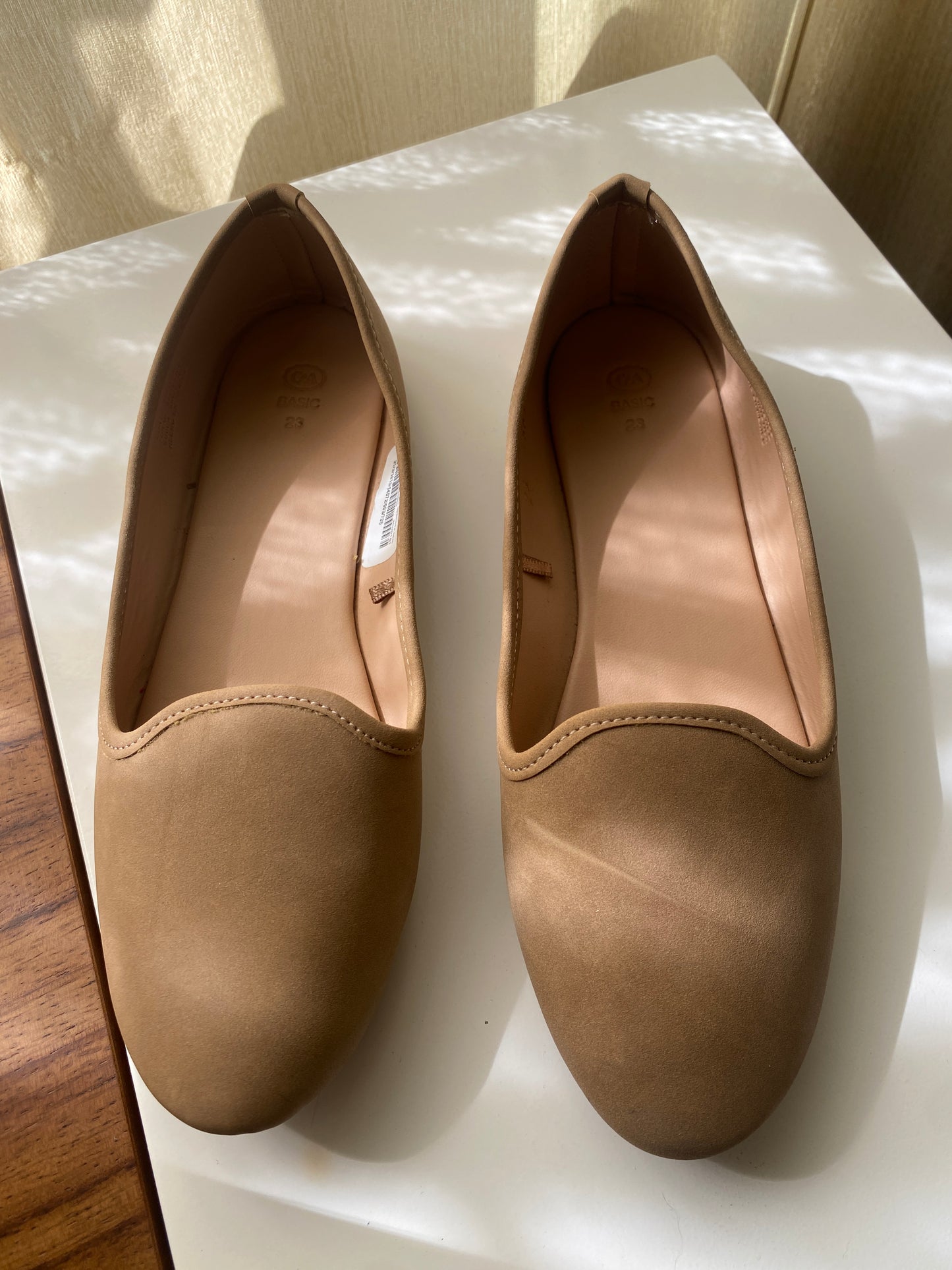 Flats beige, Talla 23, Mujer