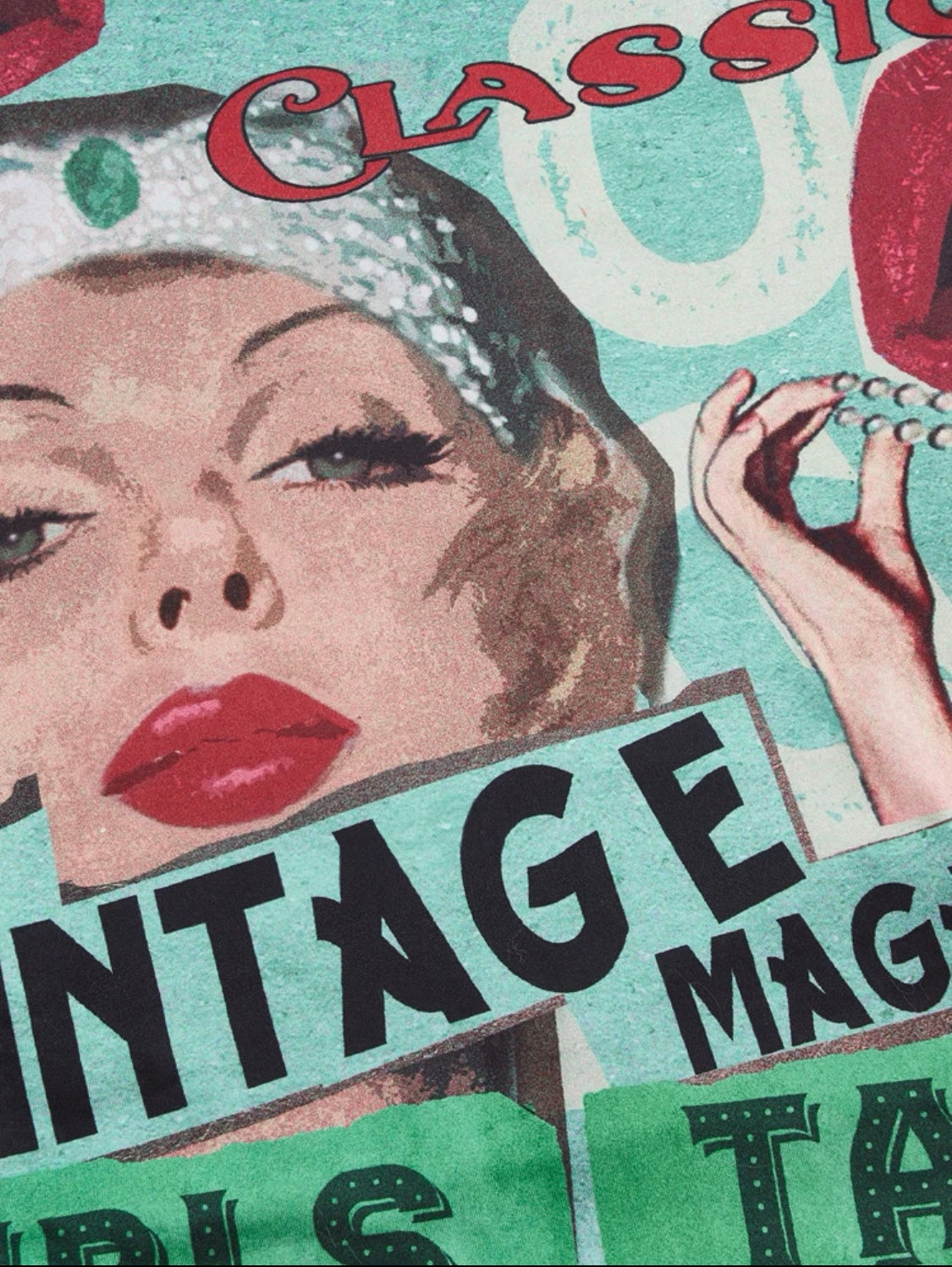 Camiseta manga larga estampado vintage, Talla XS, Mujer