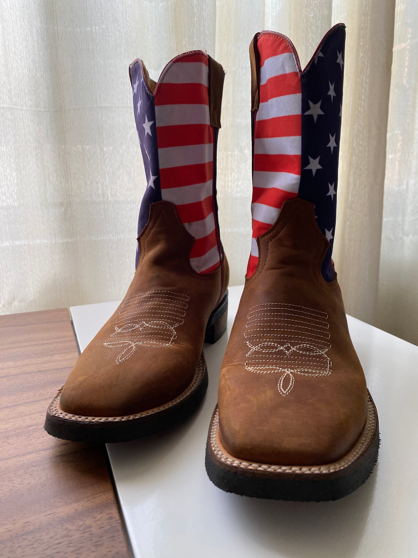 Botas vaqueras con bandera americana, Talla 24Mx, Mujer