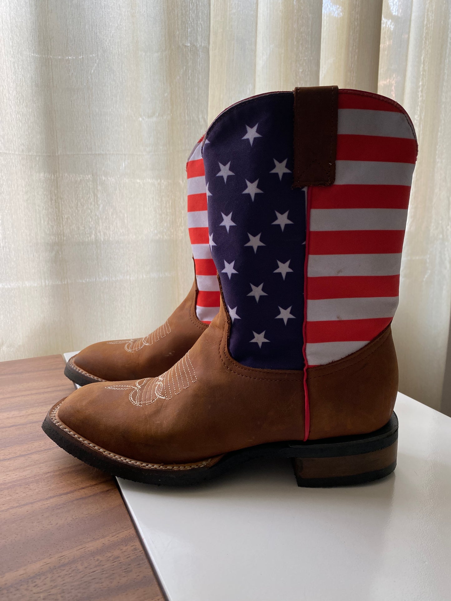 Botas vaqueras con bandera americana, Talla 24Mx, Mujer