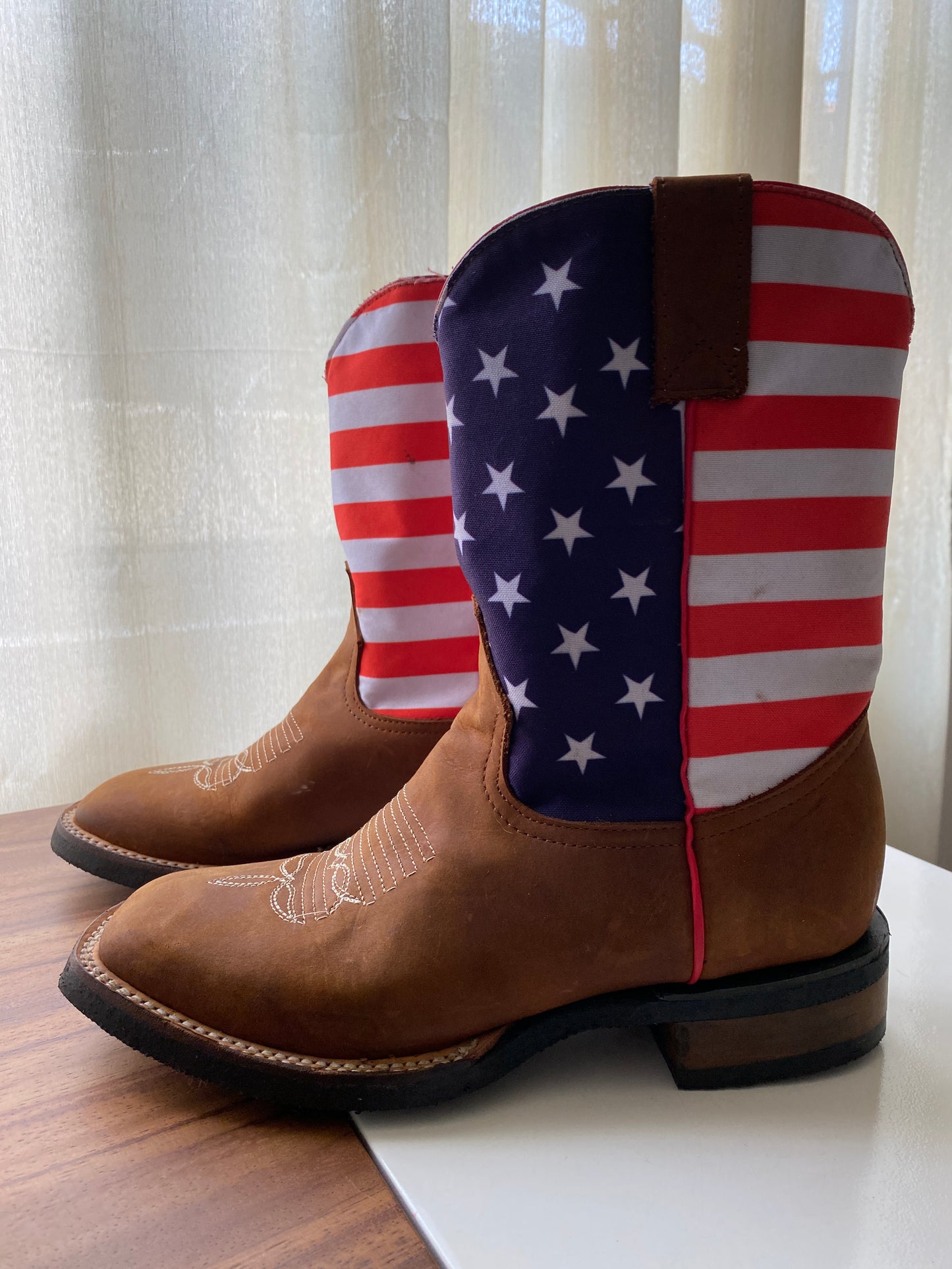 Botas vaqueras con bandera americana, Talla 24Mx, Mujer