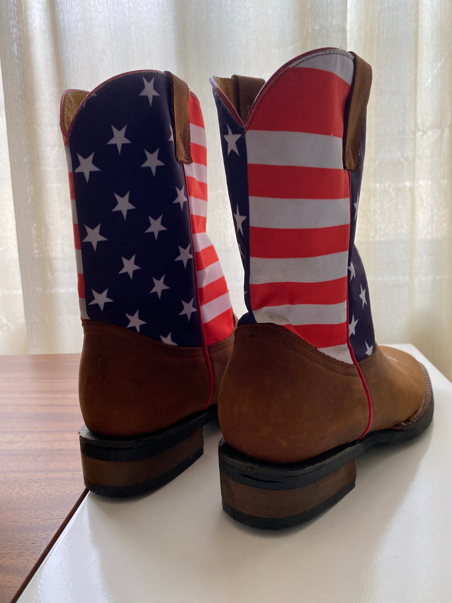 Botas vaqueras con bandera americana, Talla 24Mx, Mujer