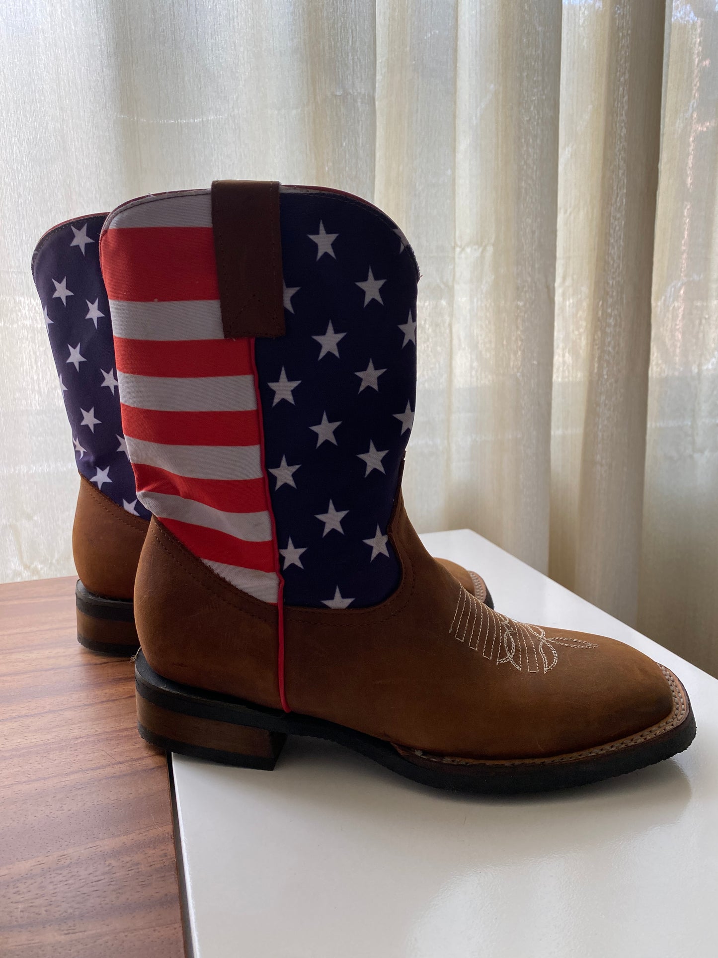 Botas vaqueras con bandera americana, Talla 24Mx, Mujer