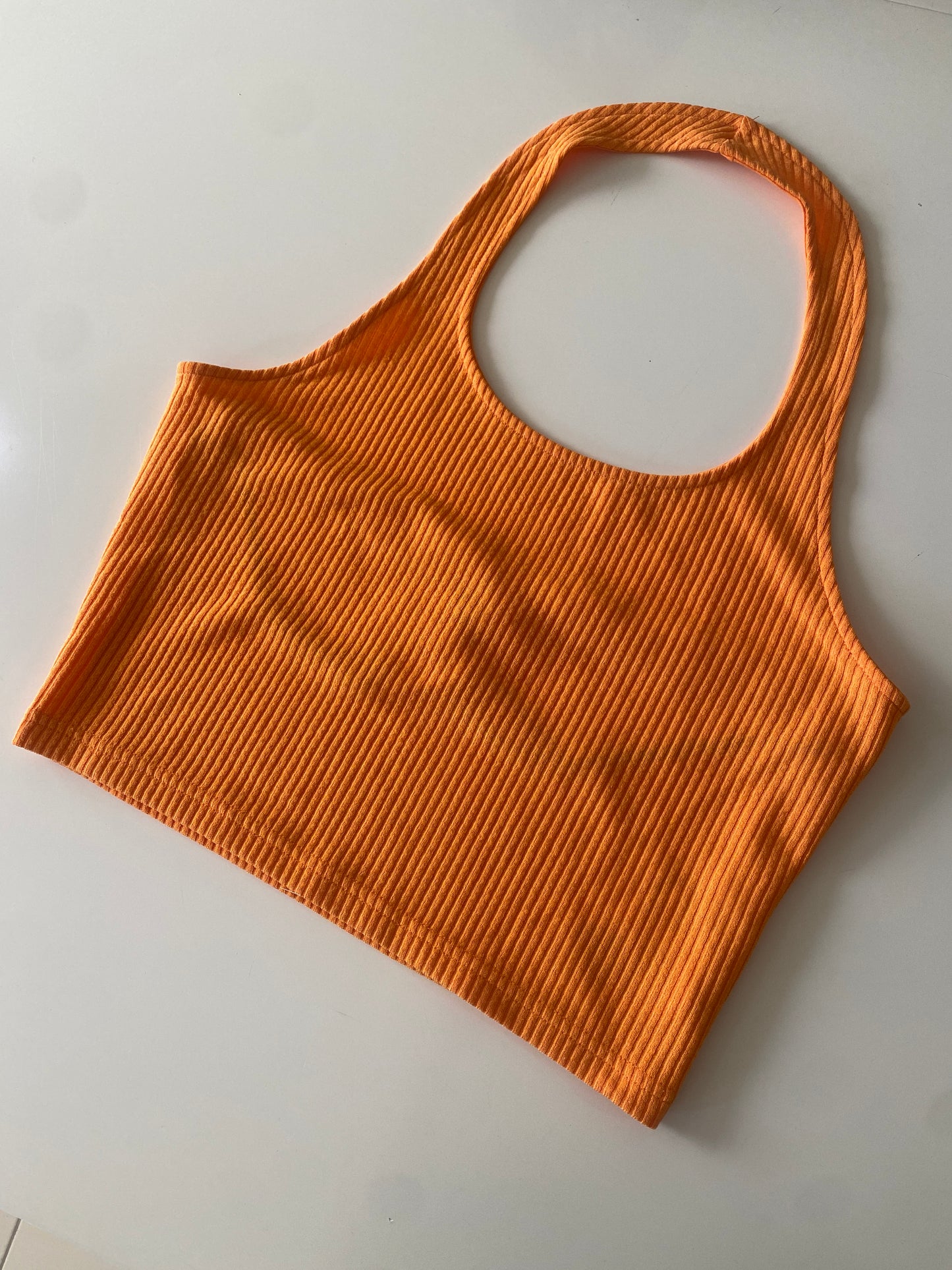 Crop top halter naranja, Talla L, Mujer