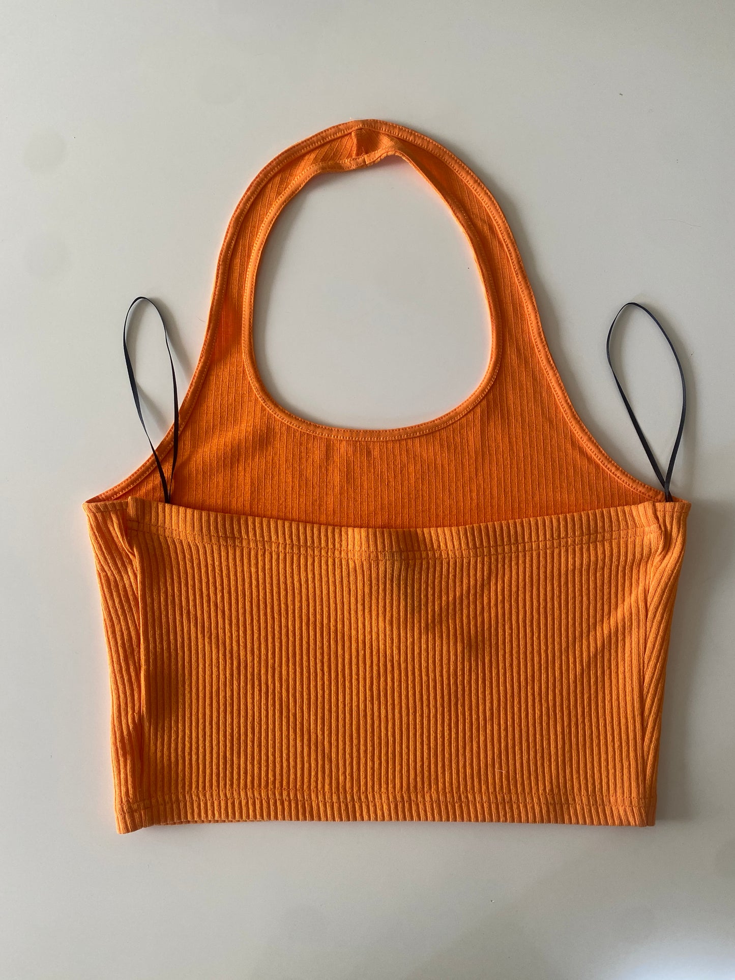 Crop top halter naranja, Talla L, Mujer