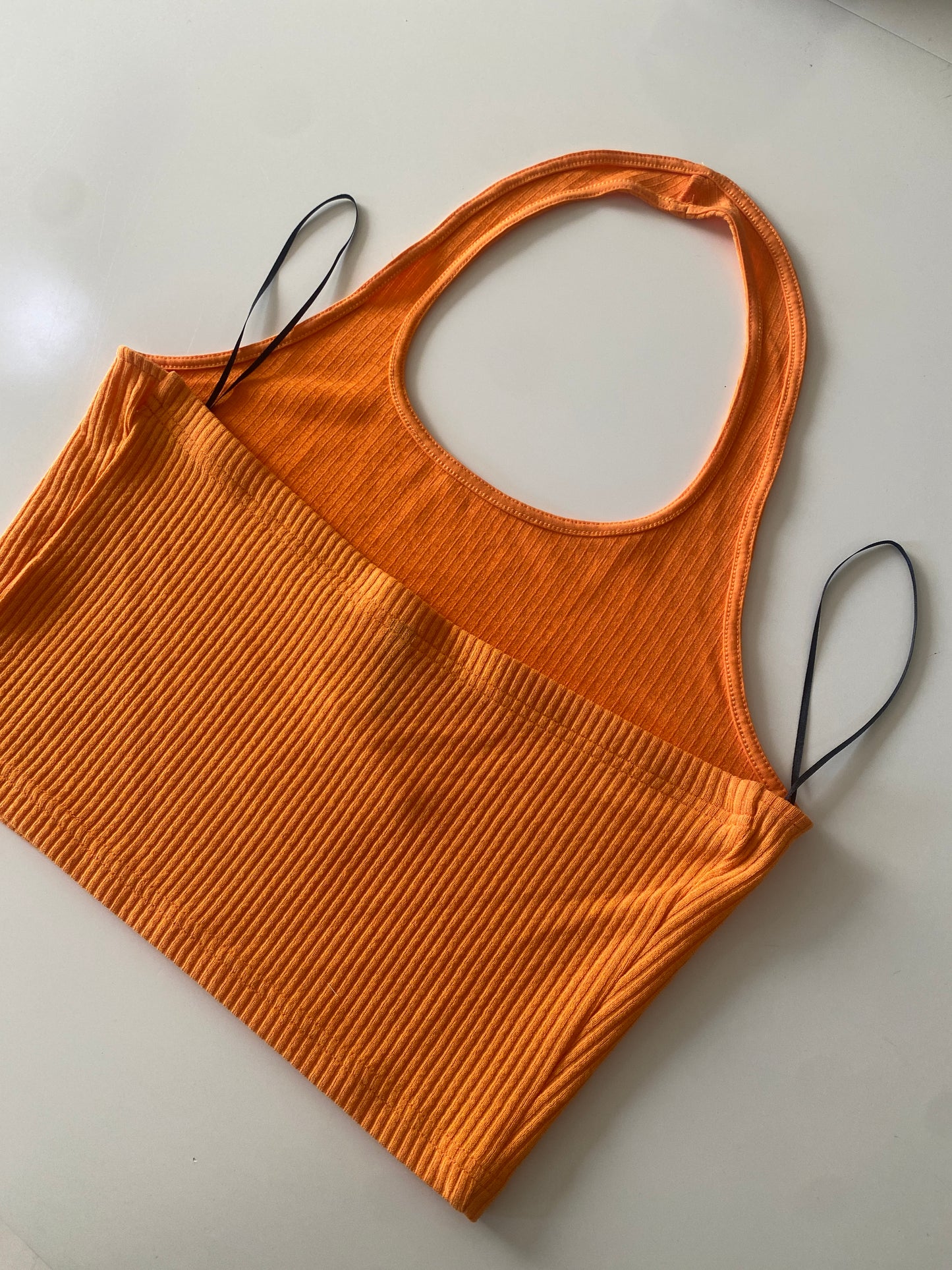 Crop top halter naranja, Talla L, Mujer