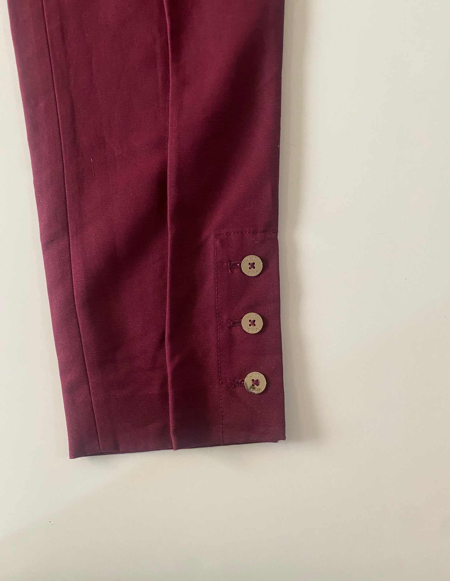 Pantalones de vestir de diseñador guindo, Talla 2, Mujer