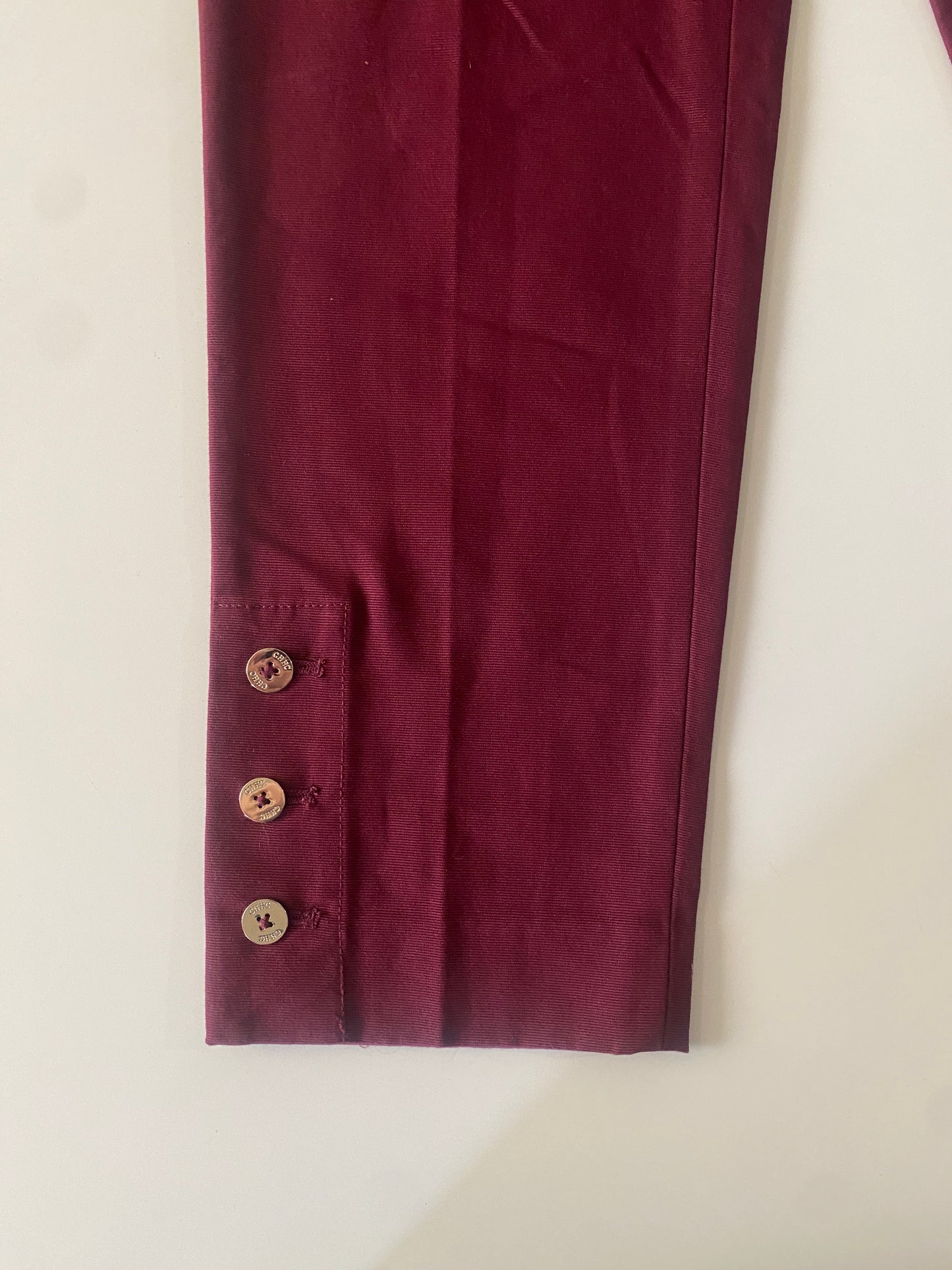 Pantalones de vestir de diseñador guindo, Talla 2, Mujer
