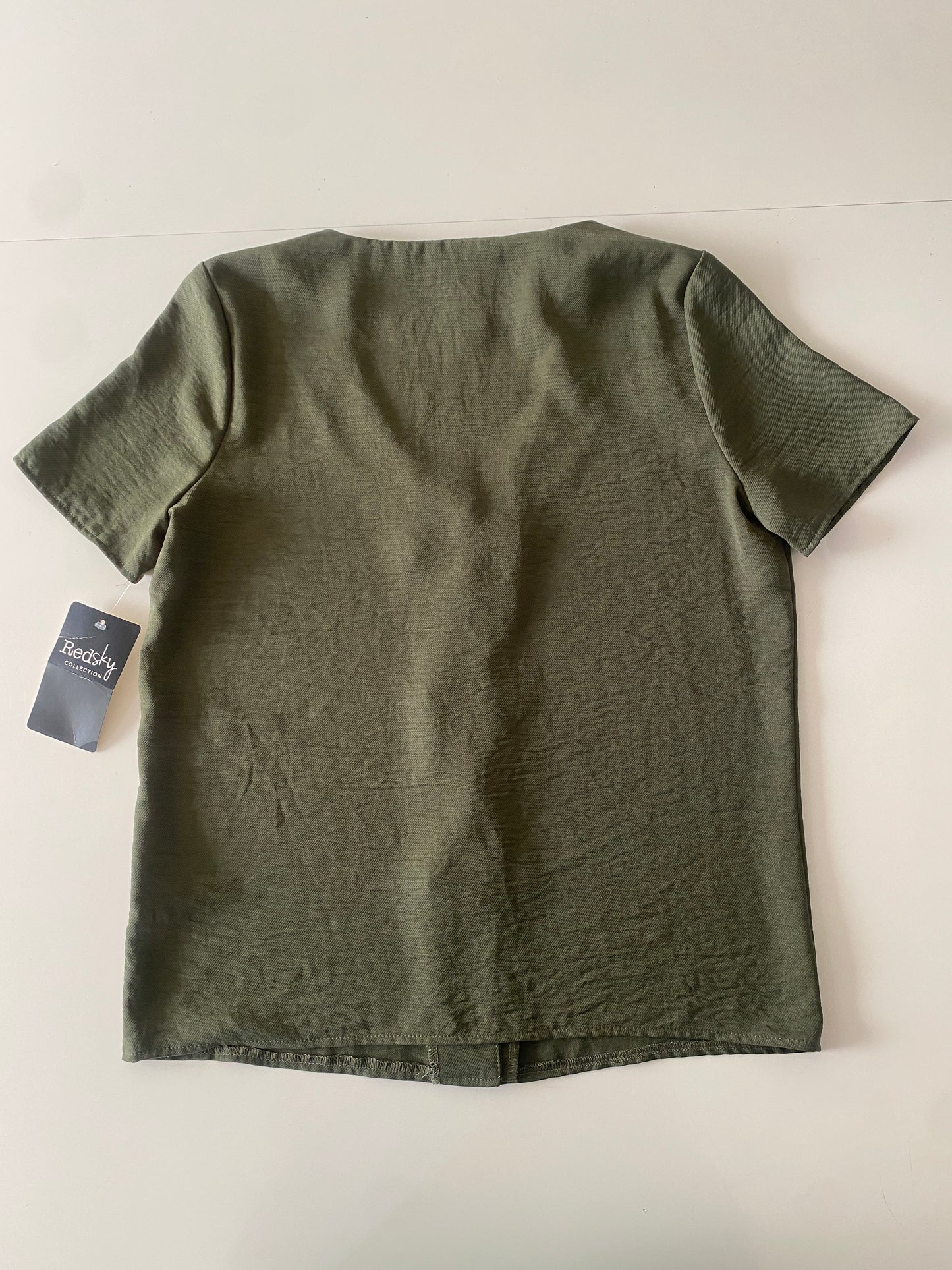 Blusa verde manga corta, Talla S, Mujer