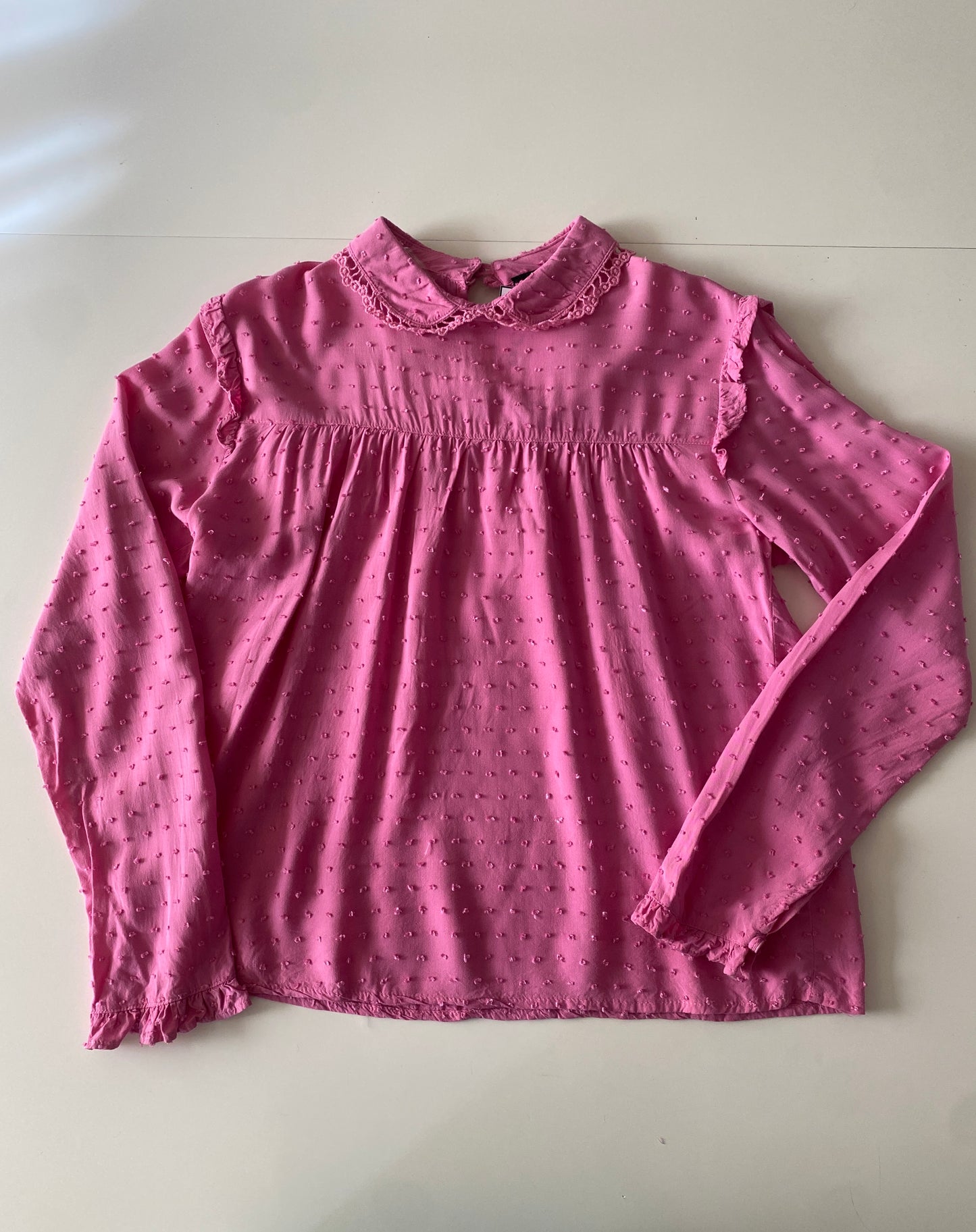 Camisa manga larga rosa, Talla M, Mujer