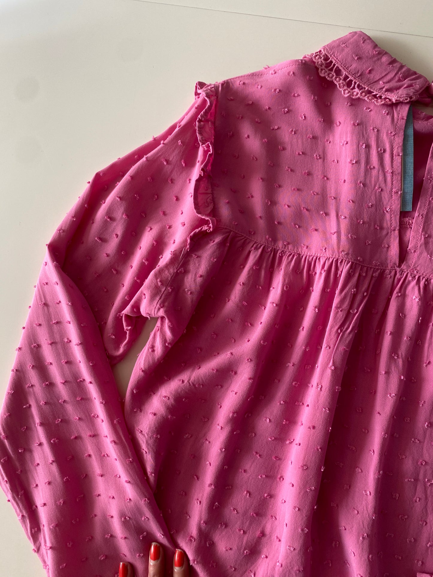 Camisa manga larga rosa, Talla M, Mujer
