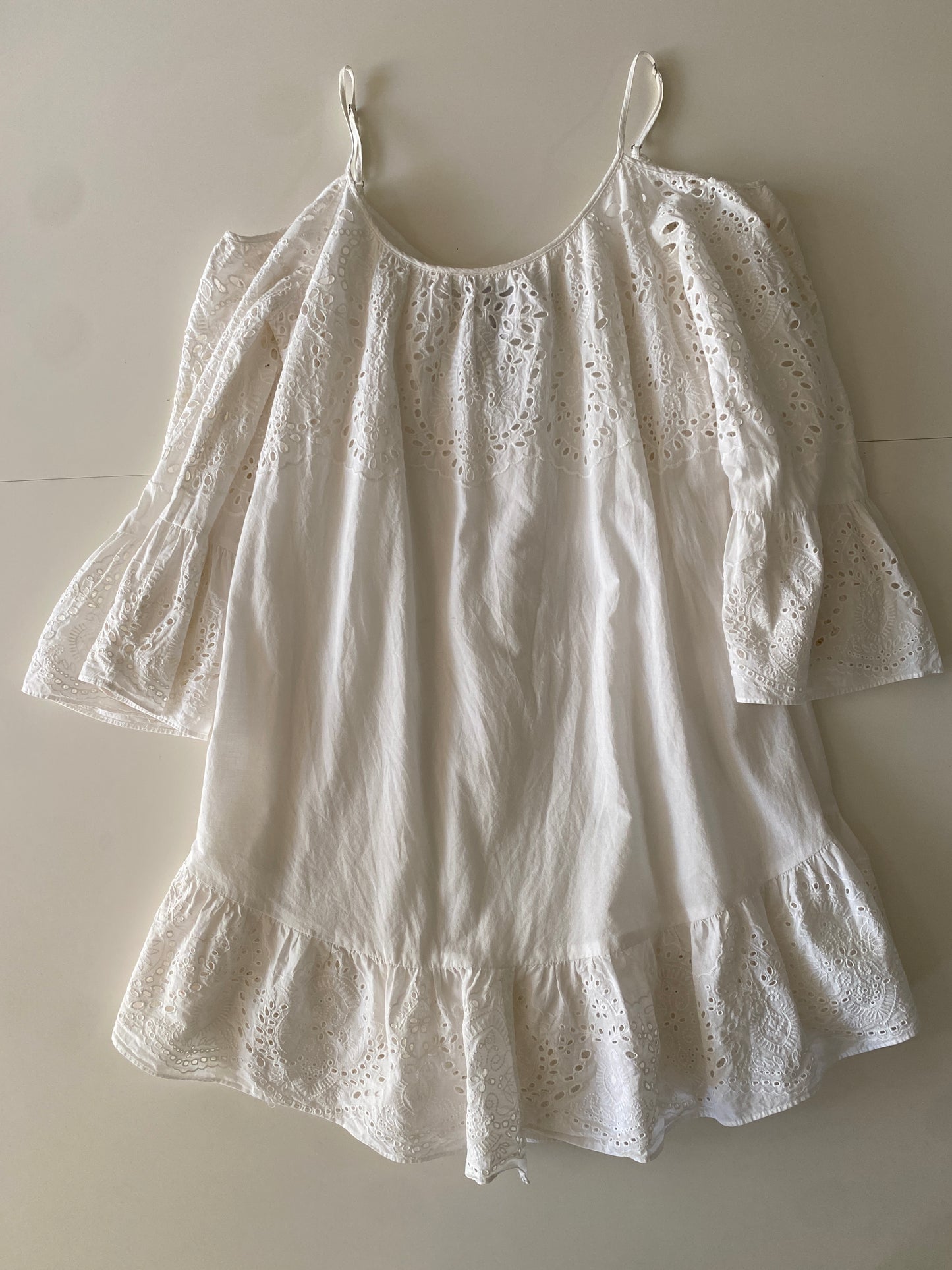 Vestido campirano blanco, Talla XS, Mujer
