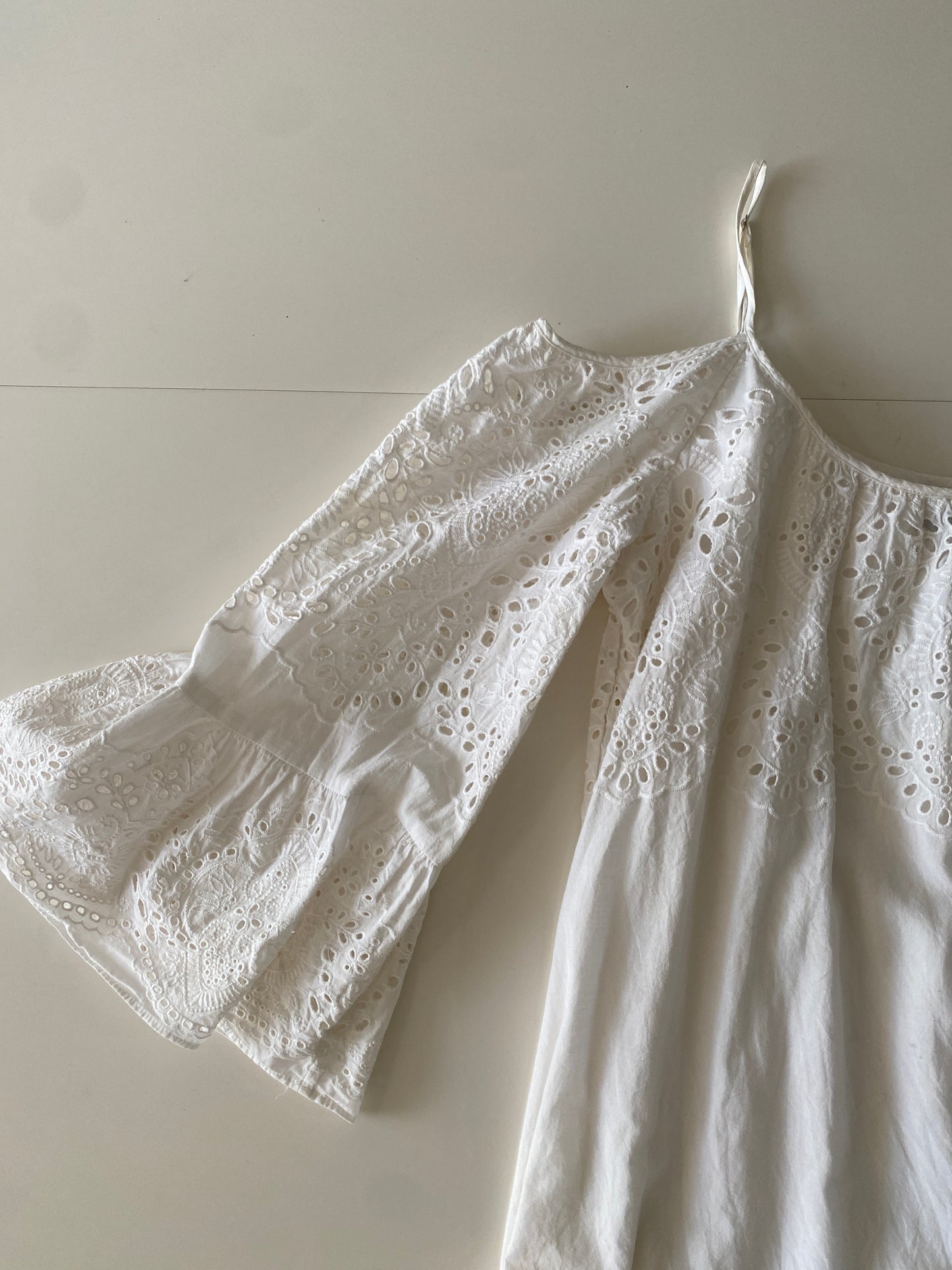 Vestido campirano blanco, Talla XS, Mujer