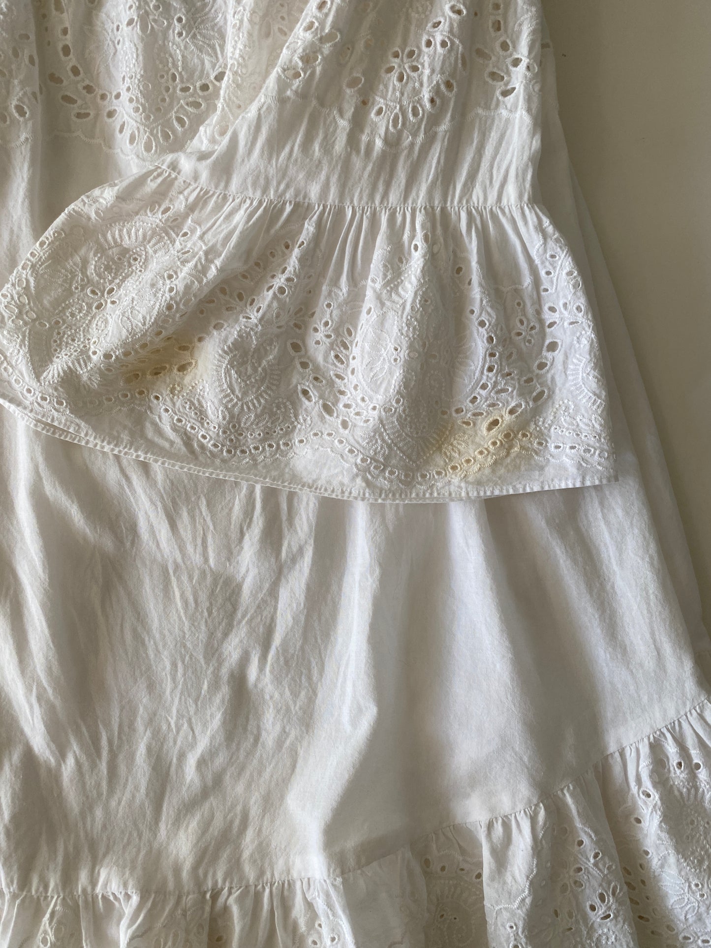 Vestido campirano blanco, Talla XS, Mujer