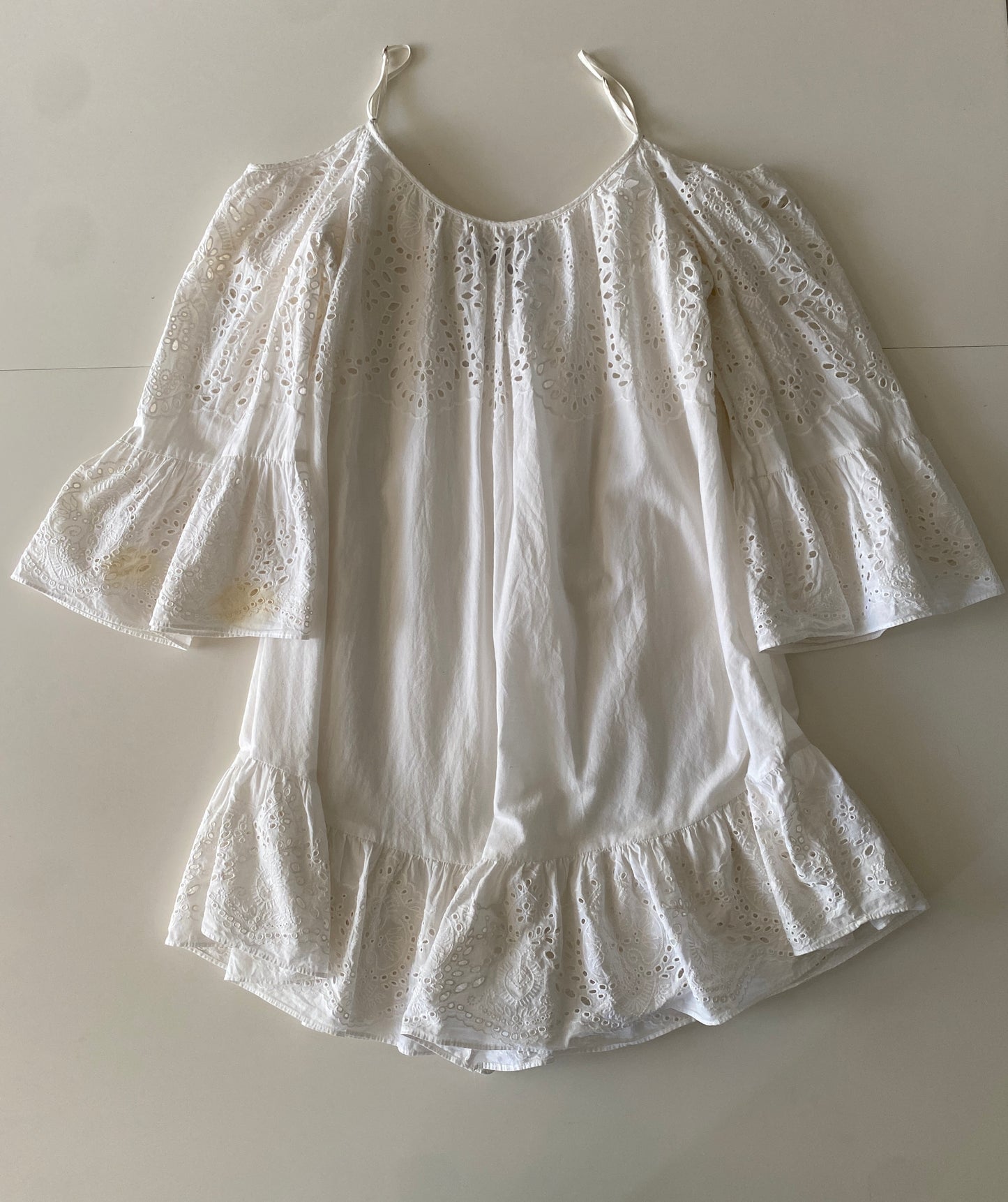 Vestido campirano blanco, Talla XS, Mujer