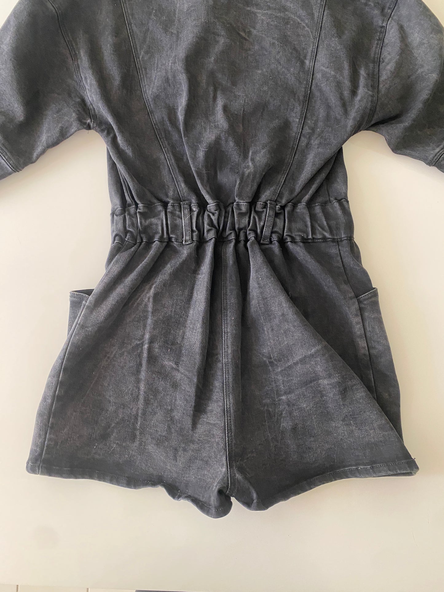Jumper de mezclilla negro deslavado, Talla S, Mujer