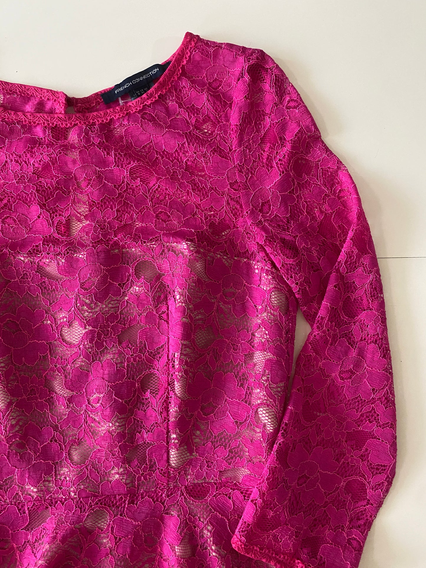 Vestido de encaje rosa, Talla 2, Mujer