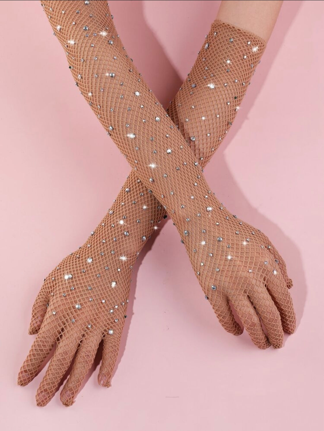 Guantes de malla con diamamantes de imitacion