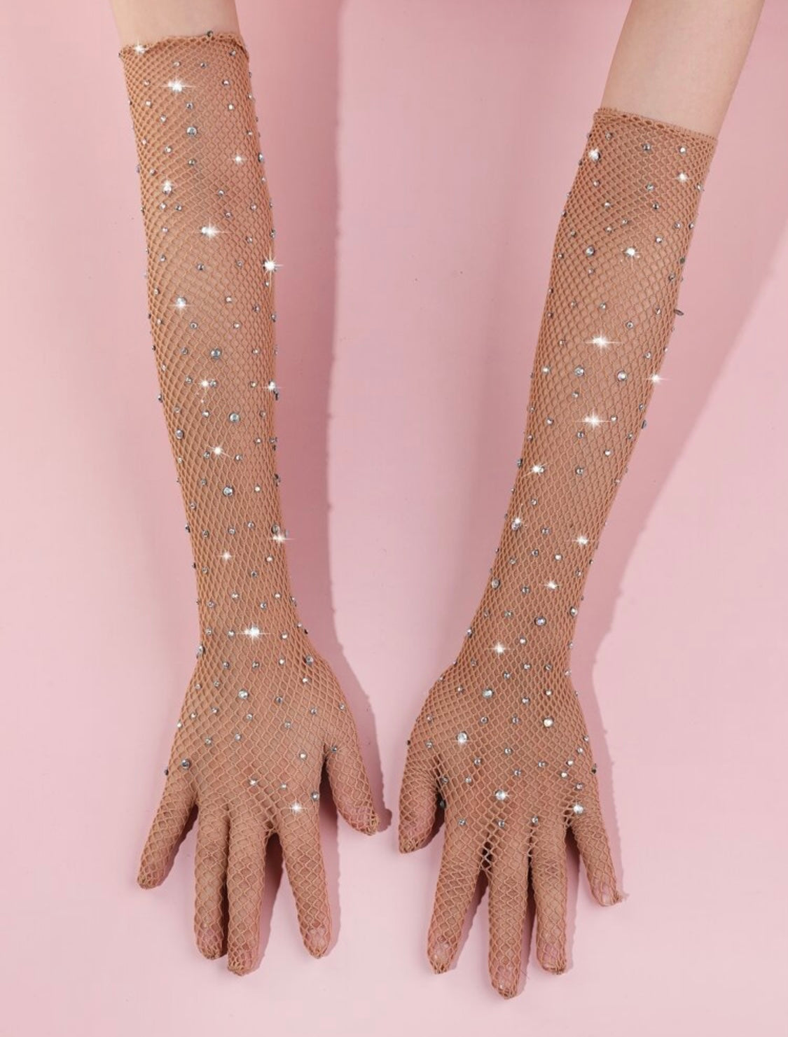 Guantes de malla con diamamantes de imitacion